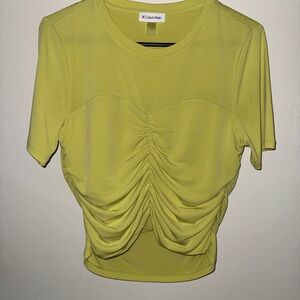 Calvin Klein Short Sleeve Lime Ruched Tee